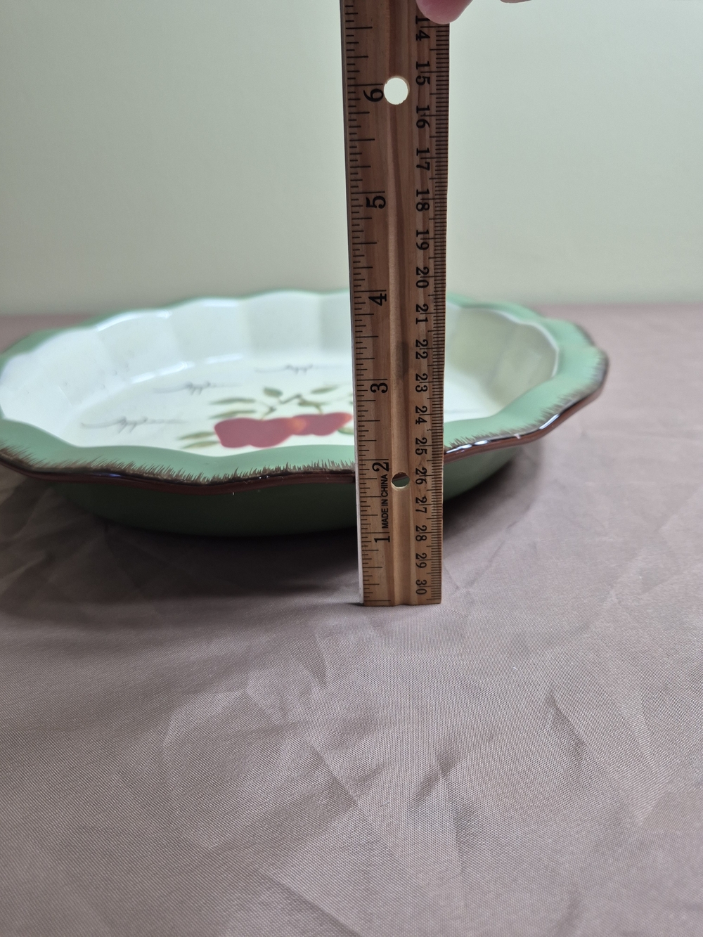 Vintage Home Interiors Apple Orchard Ceramic Pie Plate Scalloped Farmhouse Decor - Picture 5 of 7
